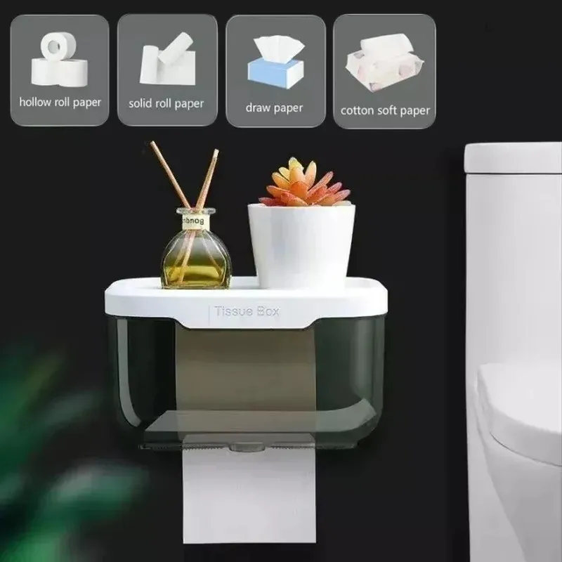 Dispensador de água impermeável à prova d'água Caixa de lenço de papel do banheiro com banheiro com mesa de armazenamento de mesa de armazenamento