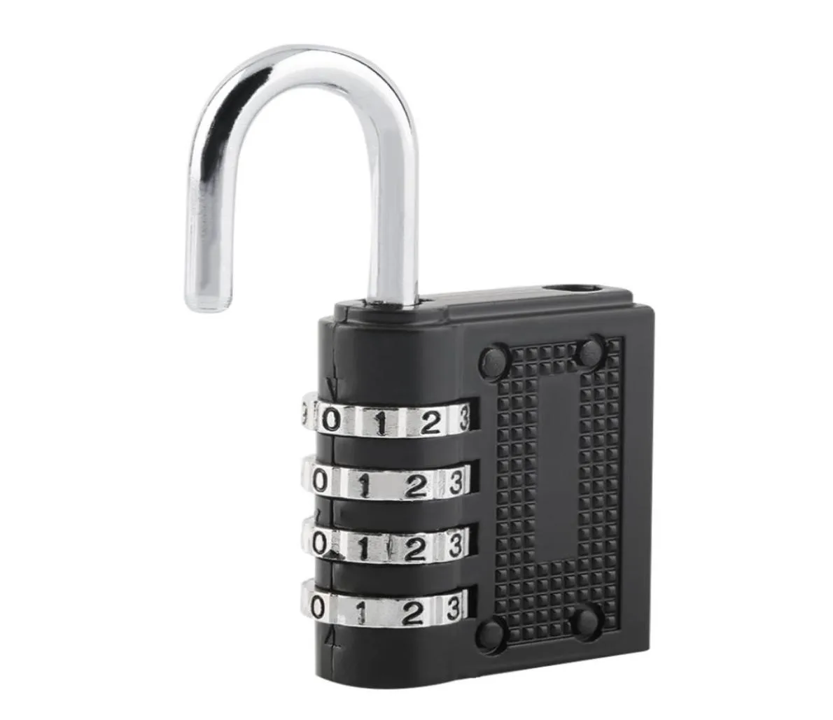 Black 4 quadranti combinabile resettabile blocco blocco della porta sicura Locker Lock Lock Pacchetto per la valigia per bagagli da viaggio Search8808718