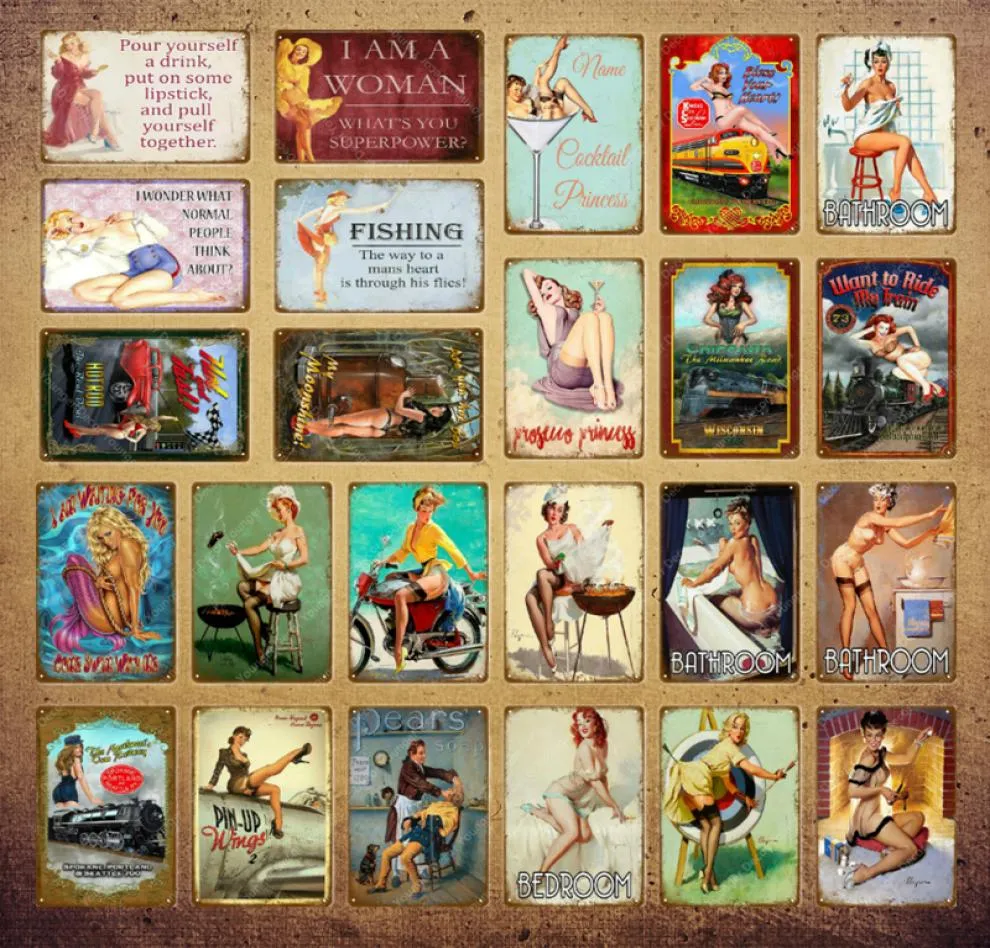 2021 AMERIKAANSE PIN UP GILL LADY TIN SLAAM SLAAPKAMER badkamer wapostersll decoratie pub café bar feest muur decor vintage poster metal558294444