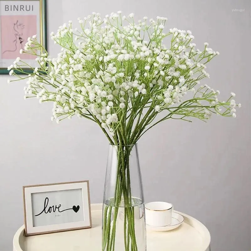 Flores decorativas 5 piezas 108 cabezas Bebias Bebias Aliento 63 cm Bouquet Fake Gypsophila Floral Branch para fiesta de bodas Decoración de bricolaje