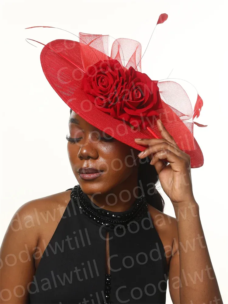 Big Derby Kentucky ASCOT CHIETHPECE Women Women Tea Party Cappelli affascinanti con evento di fiori Chiesa Capeau Cap Ladies Occasione Pillbox