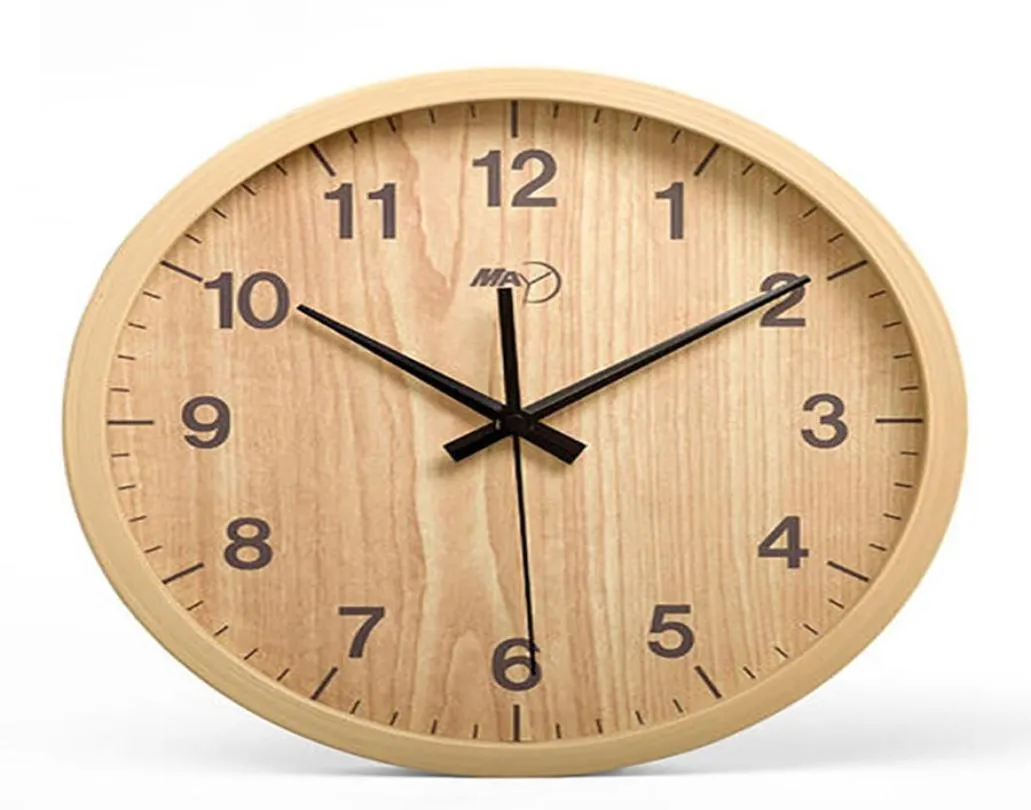 12 Inch Round Wall Clock Wooden Modern Design Antique Wooden Wall Clock Big Home Christmas Home Decoration Accessories Needle4659742