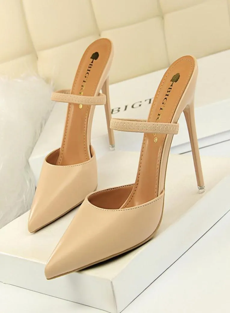 Donna Estive Summer Shoes Woman Sandals 2019 Summer Pointed Tee High High Cheels Slingback Slingback Stiletto Shoes Slippers 4966111