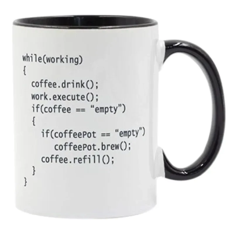 Kaffeprogram för programmerare mugg keramik kopp färghandtag färg julår gåva 240426