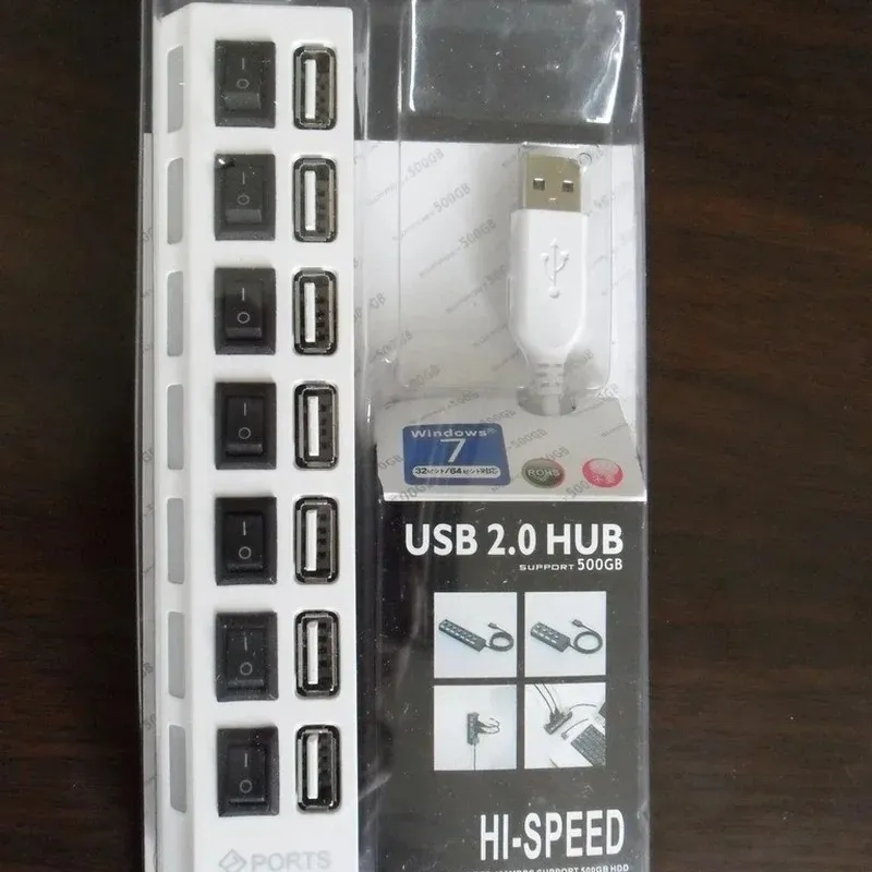 Hoge kwaliteit 7 USB2.0 Uitschakels Kleine splitter -schakelaar en batterijbox met USB -poort voor LED Light Up Kit Building Model