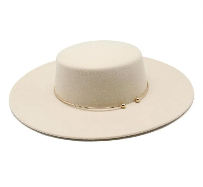 Chapéus de aba mesquinhos de espessura Men039s e Women039s Lã Flattop 10cm Felt Hat com BIG8474806