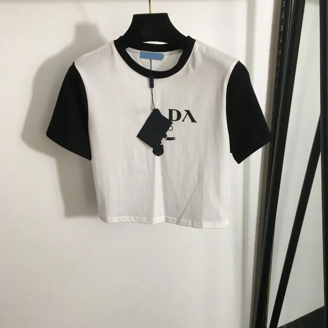 2024 Projektanci T-shirty Kobiety Tees Apparel Casual Kesterka Nowy czarno-biały litera Kolor krótkoczepowy krótki t-shirt zbiornik biała sukienka czarna smlxl