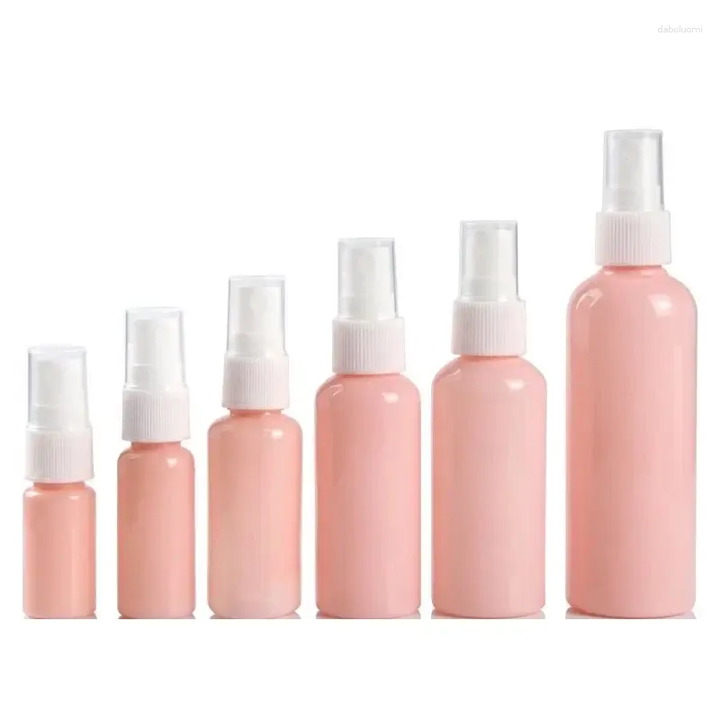 Förvaringsflaskor 10 ml 20 ml 30 ml 50 ml 100 ml spray dim flaska tom rosa husdjur plastförpackning container kosmetiska prov påfyllningsbara 50 st