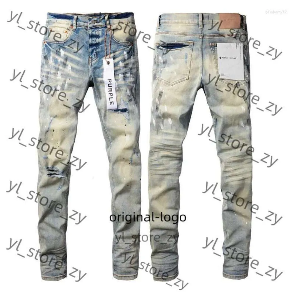 Jeans viola jeans jeans designer di jeans marca viola maschio maschio blu chiaro marca viola jeans high street denim paint mobilità graffiti danneggiati pantaloni magri 6935