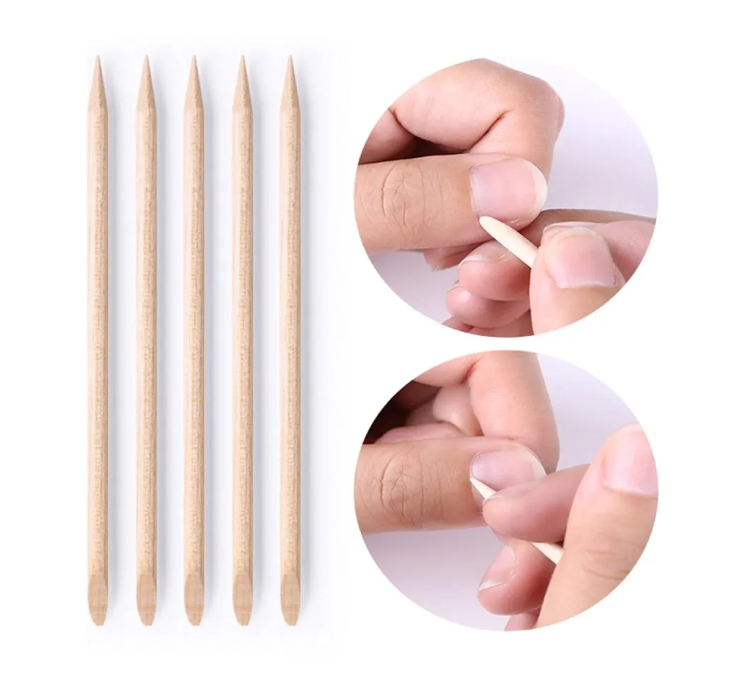 NAT006 100 stks nagel houten cuticle duwer remover nail art stick oranje houten sticks cuticle verwijdering manicure nagel kunst gereedschap 2819357