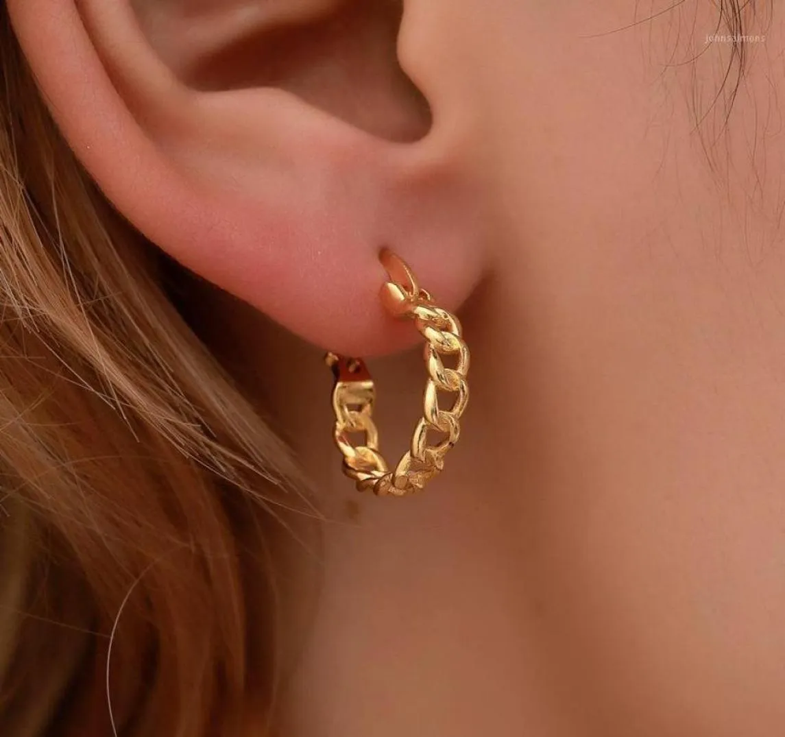 Boucles d'oreilles de cerceau de petit cercle punk pour femmes Gold Silver Chain Stat Boucles d'oreilles bijoux métal géométrique Oreille d'oreille entièrement 13588549