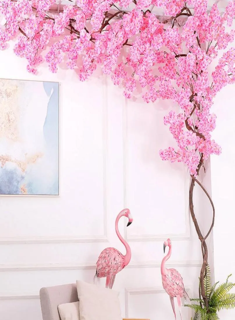 Fiori decorativi ghirlande 3 forcella finta fiore di ciliegio flour sakura branch floreale di seta artificiale sfondo di matrimonio muro dec9549551