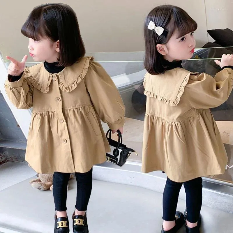 Giacche ragazze trench cappotto per bambini inaspriti primaverilo autunno principessa abbigliamento di moda per bambini a metà lunghezza 2-8 anni