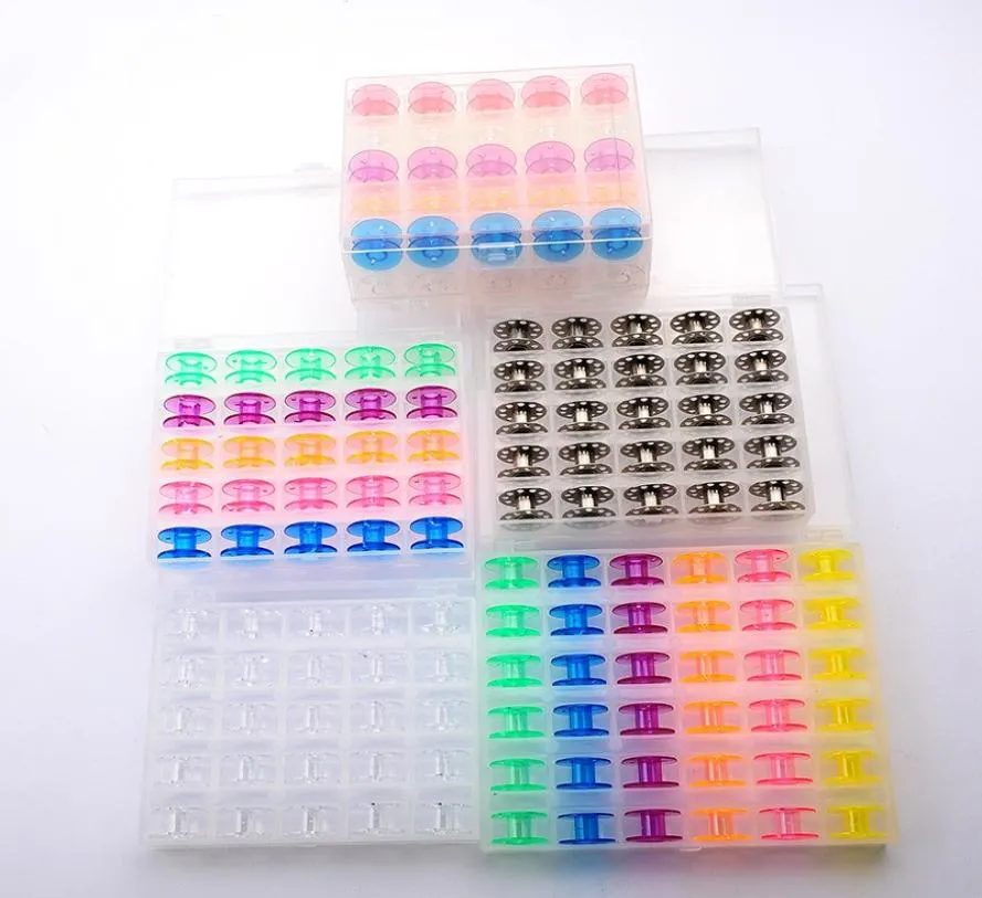 25 36pcsset Bobbins Box Set Sewing Machine Spools Colorful Plastic Metal and Case Storage Box Sewing Equipment Tools Accessories5088385