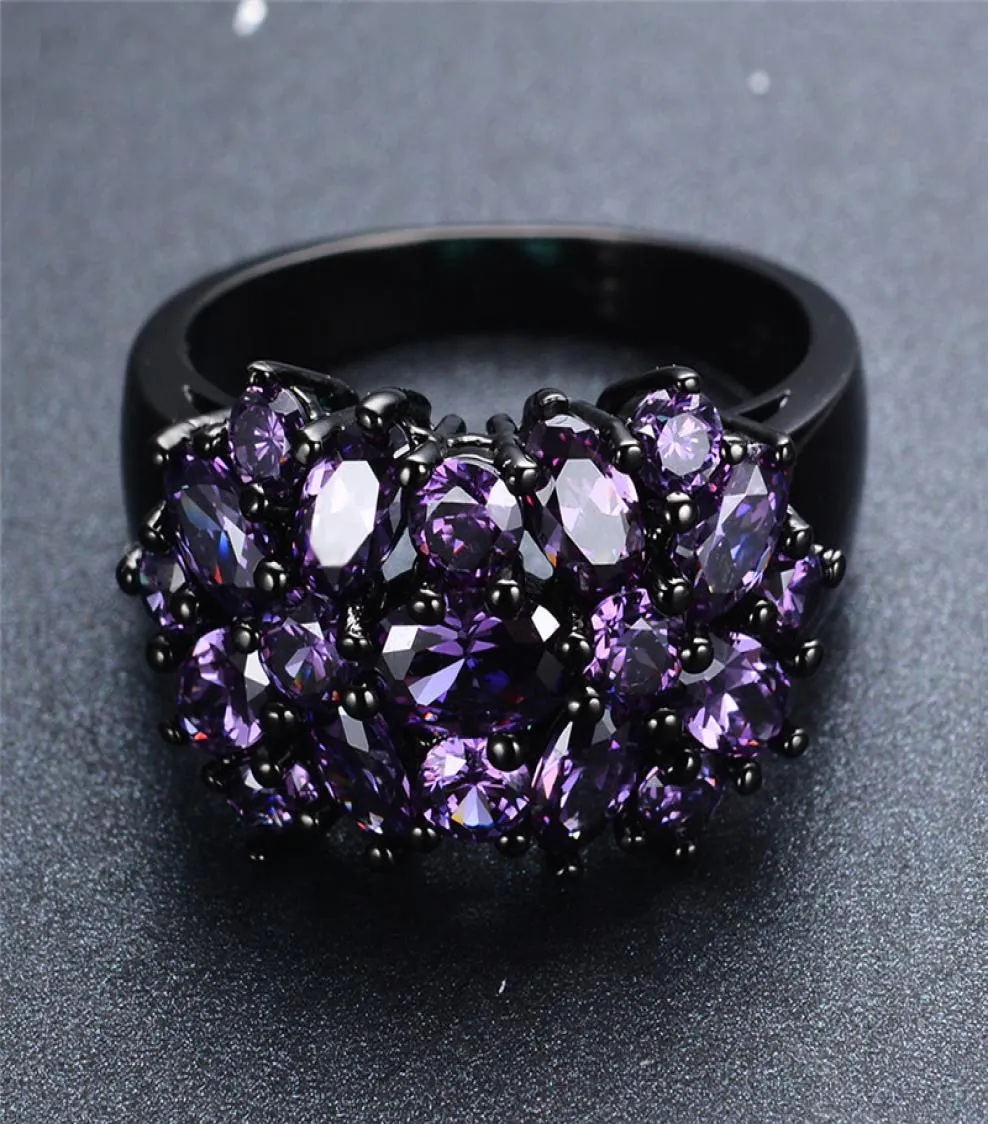 Piccole anelli fiore a stella zircone a cristallo viola ovale per donne uomini vintage in oro nero in oro multicolore anello femminile gioielleria femminile 5559344