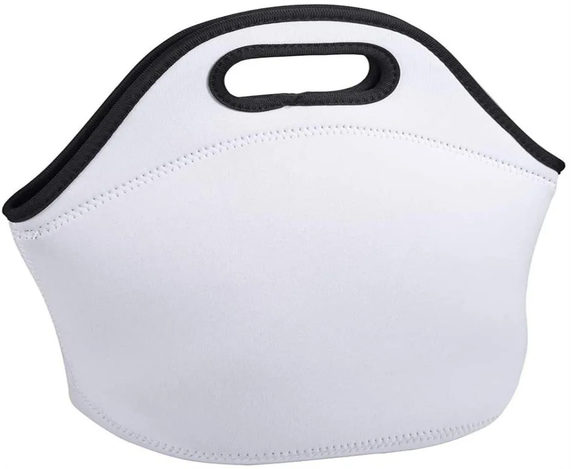 Sublimation Lunchbags Rohlinge Weiß wiederverwendbares Neopren -Einkaufstasche Handtasche Isolierte Weiche DIY -Schulhausebag1409161