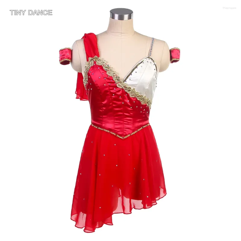 Stage Wear Customized Ballerina Dance Costume Women Red Professional Ballet Dress voor volwassen meisjes Performance Dancewear Chiffon Rooks