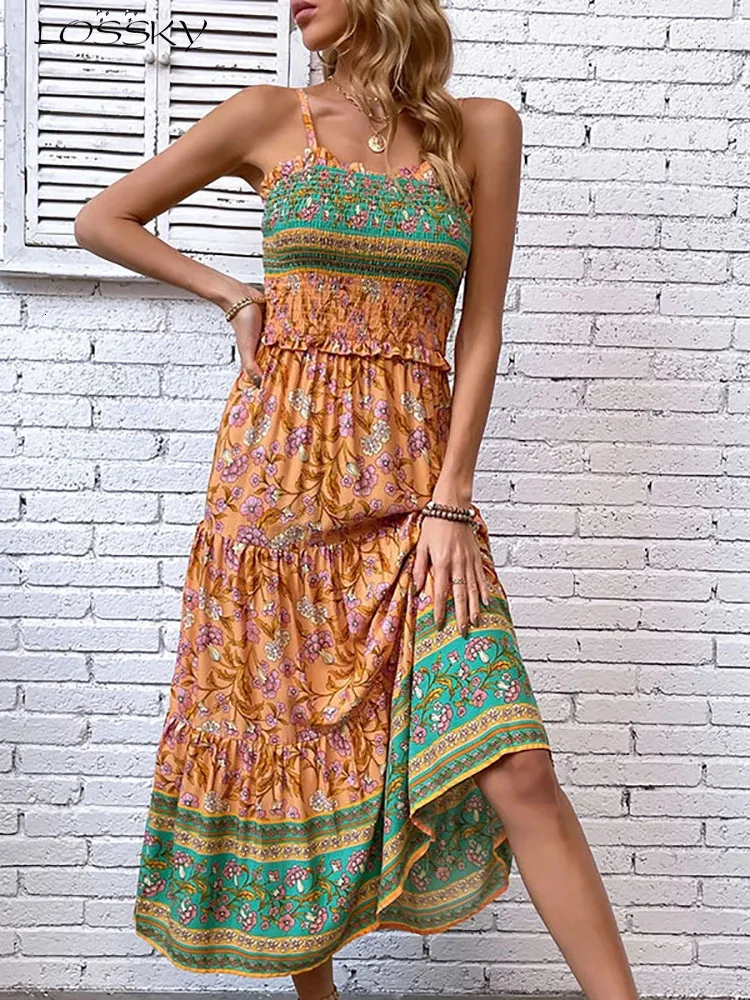 Women Boho Floral Print Backless Beach Strapless Sexy Long Dress Women Boho Floral Print Backless Beach Strapless Sexy Long Dress