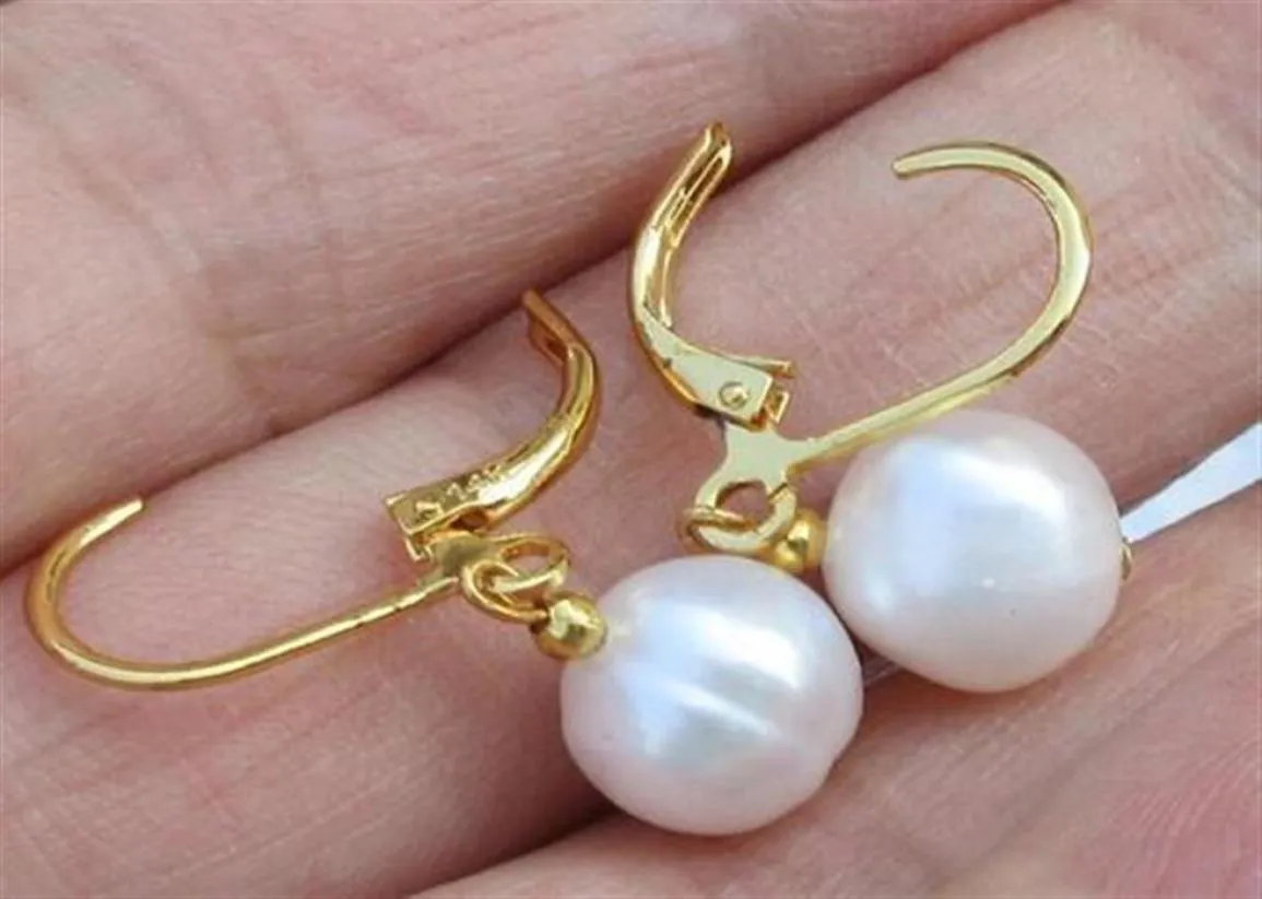 Natural Encanto 1110mm Oro Perla Del Mar Del Sur Pendientes 14 K 20 De Oro20388861817