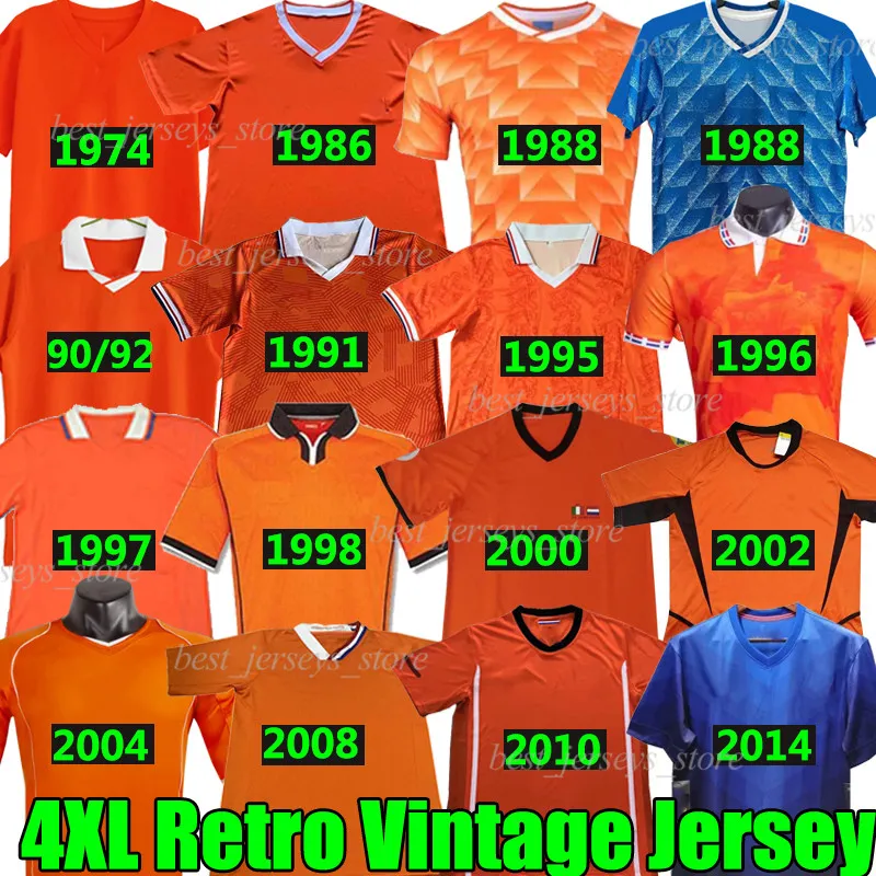 4xl 1988 van bastenレトロサッカージャージ1997 1998 1994 Holland Bergkamp 1986 90 92 95 96 97 98 12 14 Gullit Rijkaard Davids 2004 2010クラシックヴィンテージフットボールシャツ