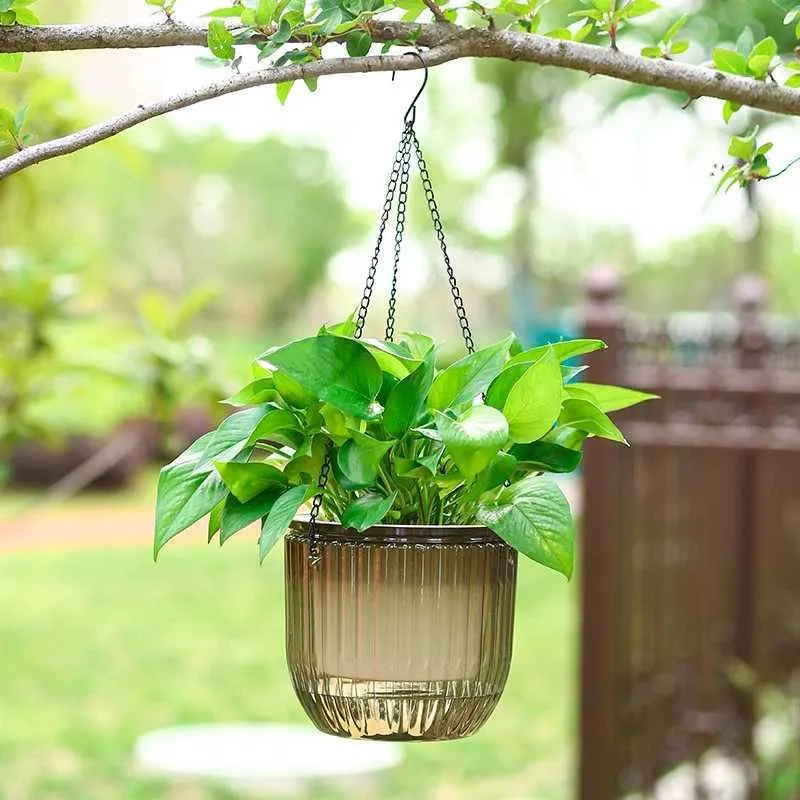 Planters POTS Hydroponic Flowerpot Hängande jordkultur Vas Självvattnation Planterare Fördjocken Plastpanna Nordisk stil Växtbassäng