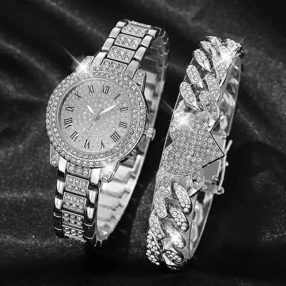 腕時計2023 Luxury ES女性ダイヤモンドラインストーンファッションエレガントなリストクォーツレディースレロジオフェミニノD240430のための時計