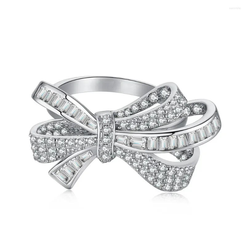 Ringos de cluster 2024 Fashion Sterling Silver Bow Hight Ring Ring Capten