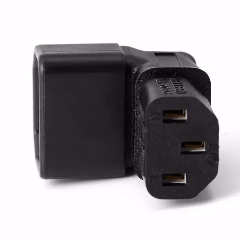 Right Angle IEC C14 To C13 Power Adapter - Down Angled For Wall Mount TVs & Tight Spaces