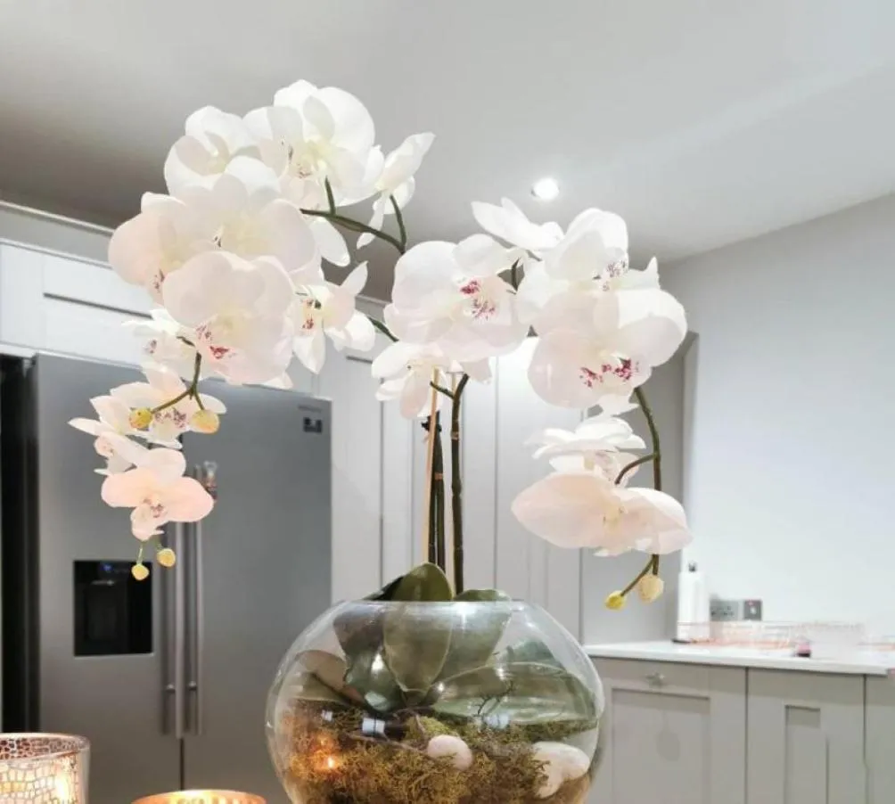 Dekoracyjne kwiaty wieńce jedwabne sztuczne motyl orchidea kwiat bukiet phalaenopsis fałszywe domowe dekoracja ślubna