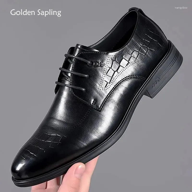 Ubieranie butów Złote Sapling swobodny biznesmen Modka Formalna Oxfords Męskie mieszkania Eleganckie męskie buty ślubne