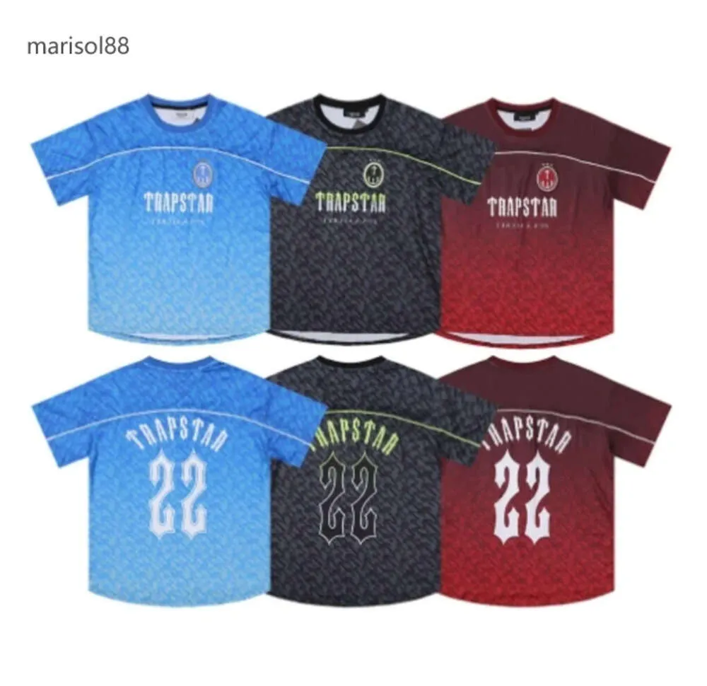 Herren T-Shirts Trapstar Mesh Football Jersey Blue Black Red Men Sportswear T-Shirt Designer Modekleidung 768697878