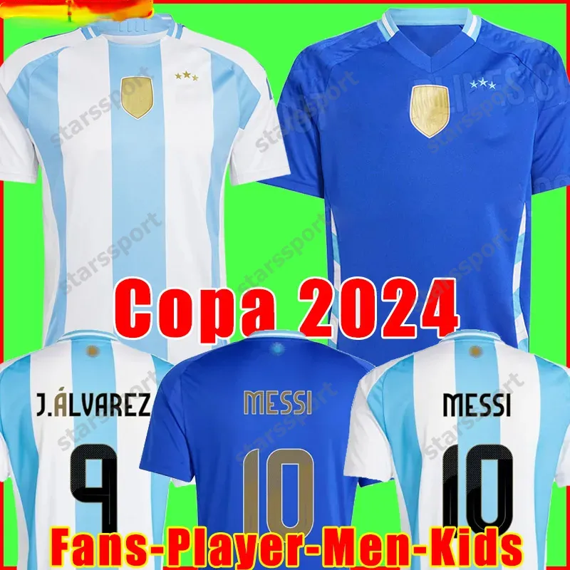 Argentyna koszulka piłkarska copa 24 25 fanów gracz w wersji 2024 2025 Dybala Martinez Messis Maradona de Paul Football Shirt Men Kit Kit Sets Mundurs Di Maria Boys