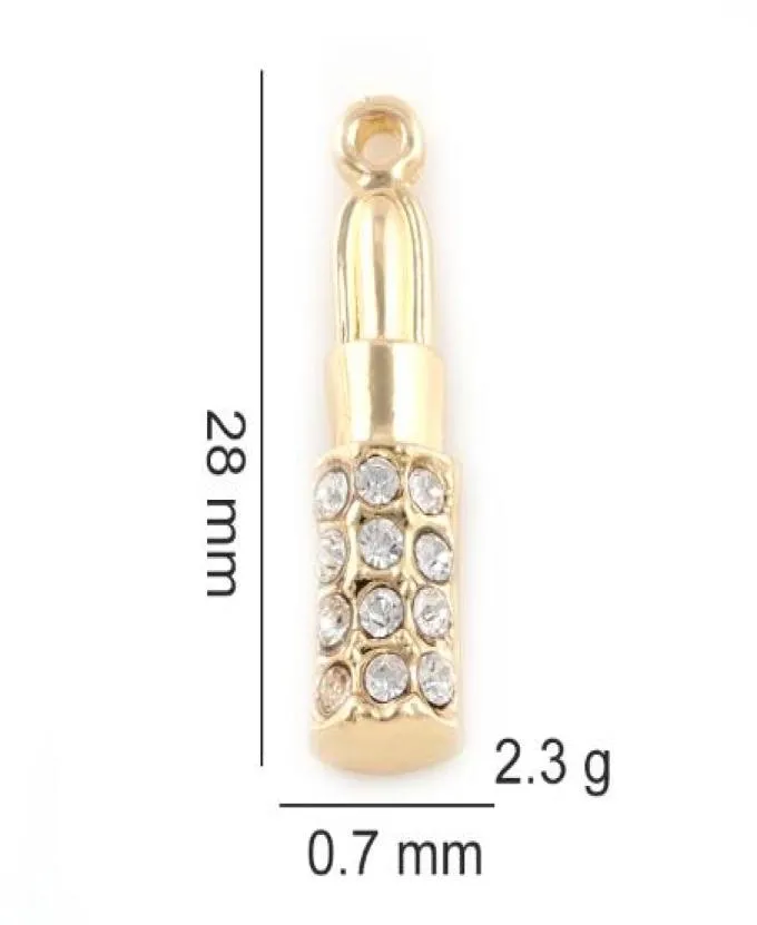 20pcslot 28x07mm Goldsilver Color Lipstick Hang hanger Charms geschikt voor glazen magnetische geheugen drijvend medaillet5938606