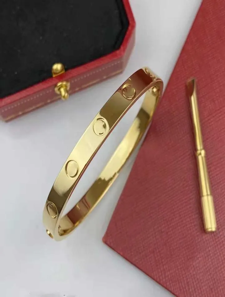 Braccialetti di lusso a scatola rossa di braccialetti per donne uomini in oro rosa d'oro 4 cz titanio in acciaio designer braccialetti di moda gioielr5199261