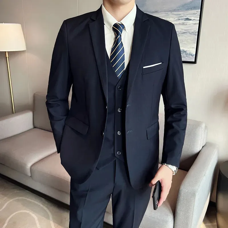 Business Business Casual Wedding Suit gilet pantalon Fashion Banquet Handsome Mens 3-Piece Set S6XL 240430