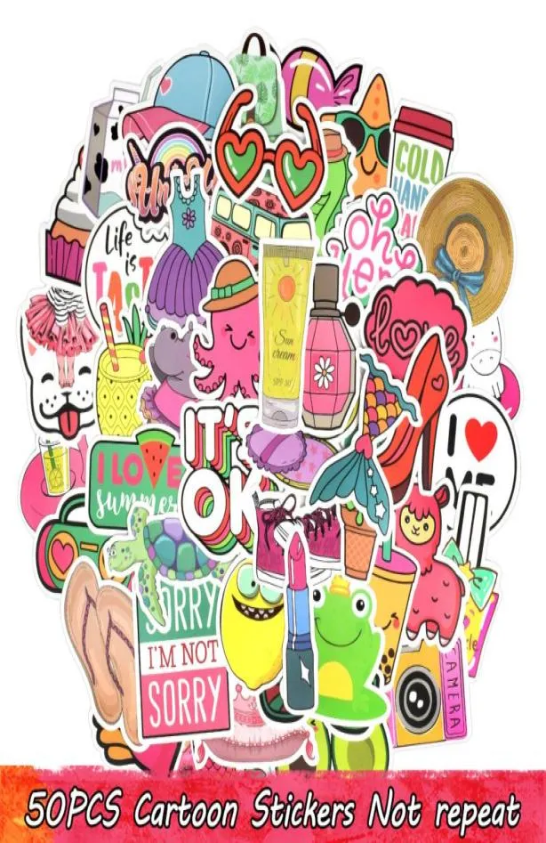 50 stks waterdichte meid kawaii roze stickers bom waterfles motorcar bagage koffer laptop skateboard voor tieners meisjes diy46922244