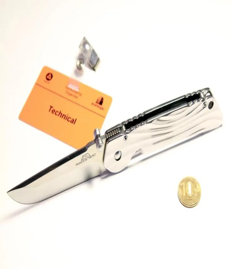 ROCKSTEAD HIZENTIC Japan High quality folding knife Japan D2 Blade Germany Mirror stainless steel Handle with Gift Box2494407