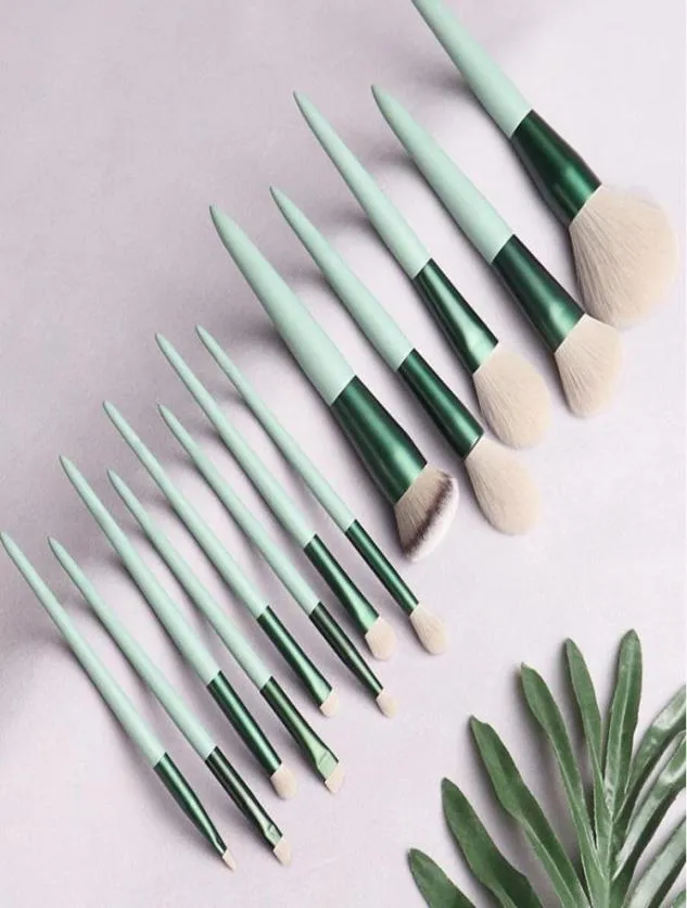 Makeup Brushes SetThe Matcha Green 13pcs Cosmestic Brushesfoundationpowderblush Fiber Beauty Pensmake Up Tool3489871