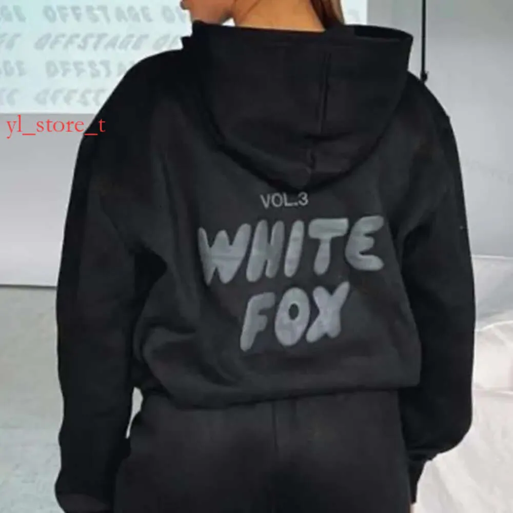 Sweatshirts WF-Women Women's Hoodies Letter Print 2 Piece Outfits White Foxs Hoodie Sweats Sweatshirt and Pants Set Tracksuit Pullover Hooded 7039