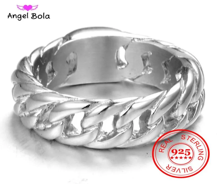 Finger Art Retro S925 Srebrny Buddha Pierścień Punk Biker Biżuteria szeroka pierścień łańcucha Drop 2807647