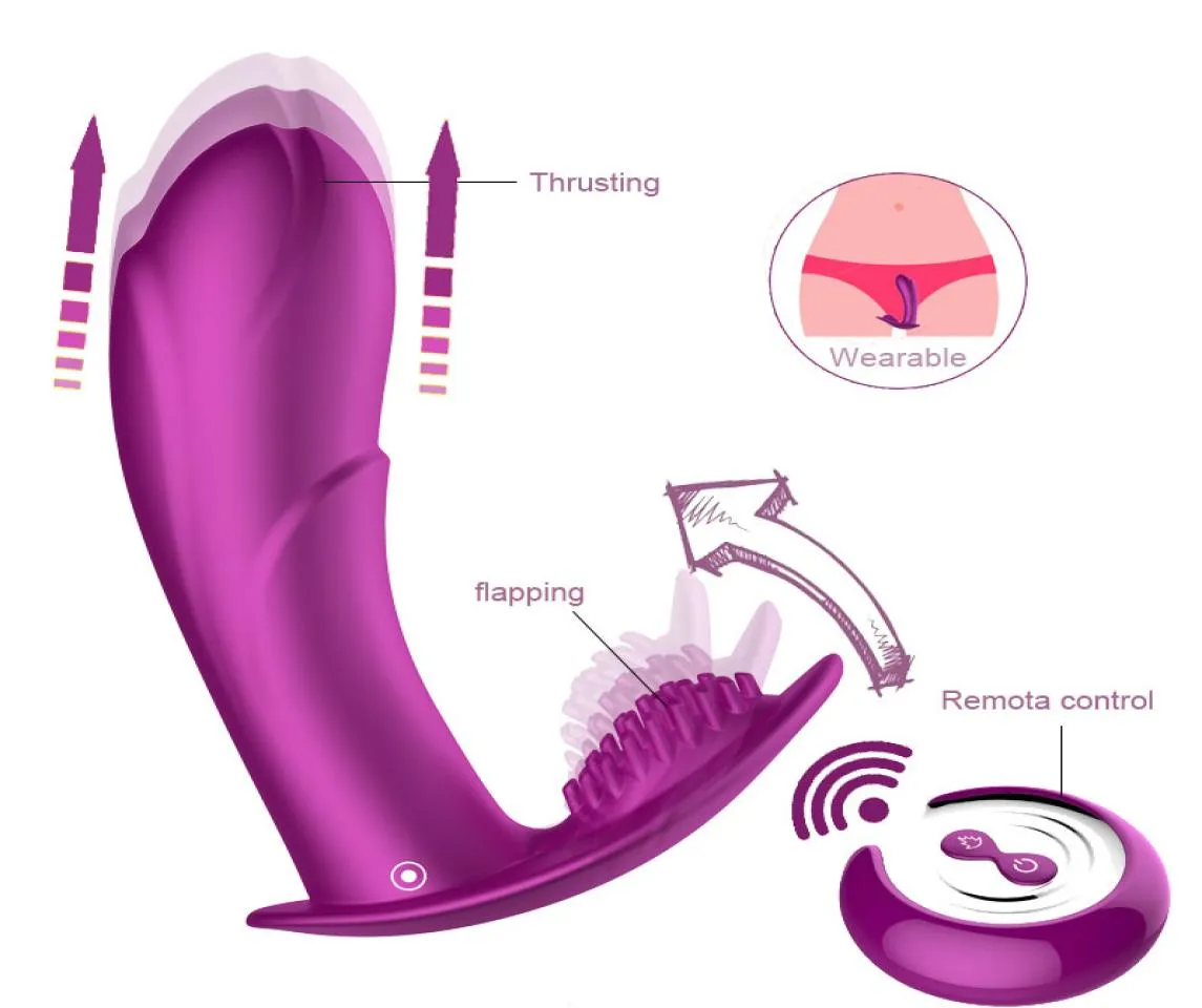 Controle remoto Vibrador de impulso vestível Aquecimento telescópico Dildo calcinha vibratória Strap em brinquedos sexuais adultos de vibrador para mulher M4140797