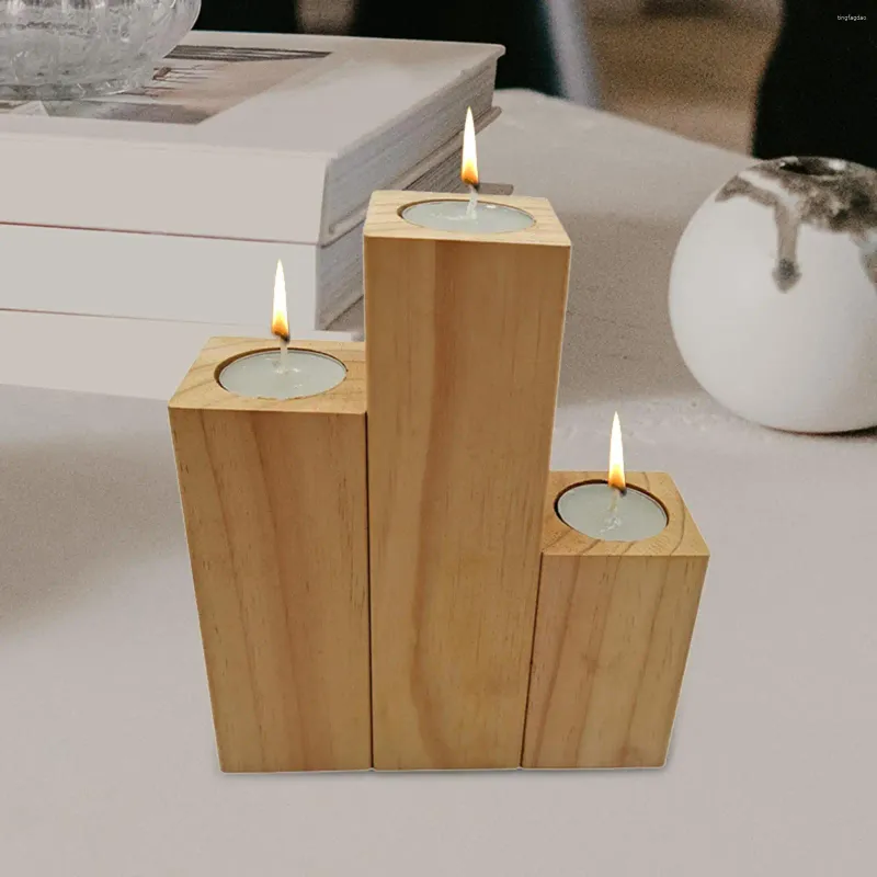 Candle Holders Wooden Sturdy Elegant Crafts Base Retro Candlestick Practical For Farmhouse Holiday Bathroom Tabletop Home