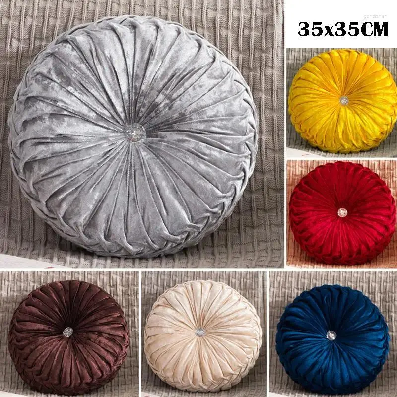 Decorative Figurines European Luxury Velvet Pillow Pad Round Handmade Pleated Pumpkin Seat Cushion 10 Colors