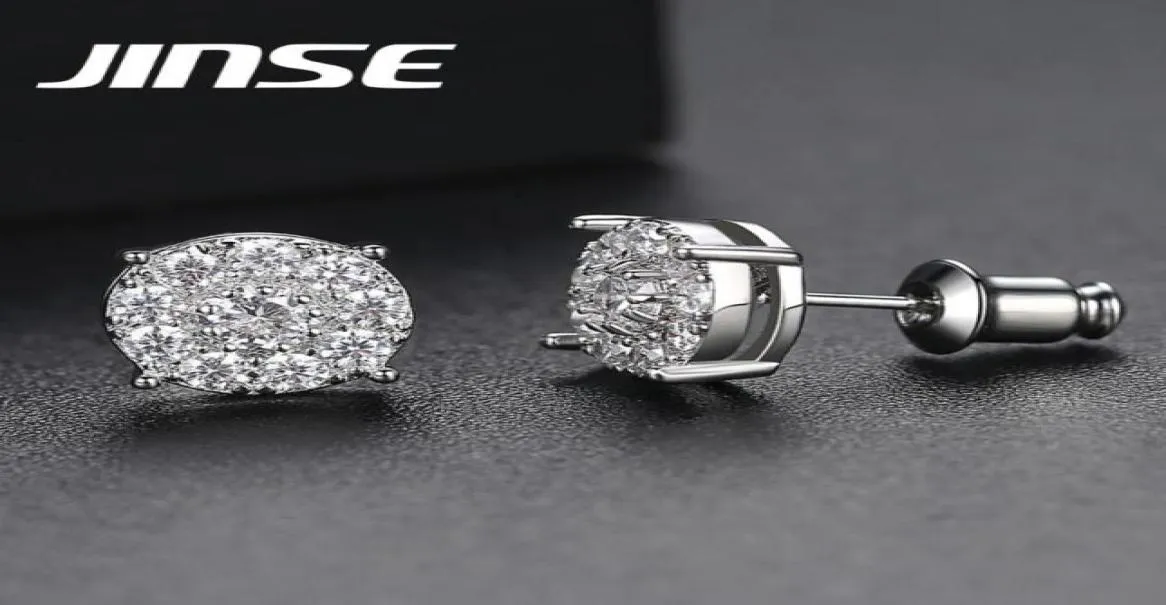 Jinse 10 mm ronde noir blanc zirconia boucles d'oreilles pour hommes couleurs or micro incrustation cristal glace boucle d'oreille de mode hip hop bijoux2749973