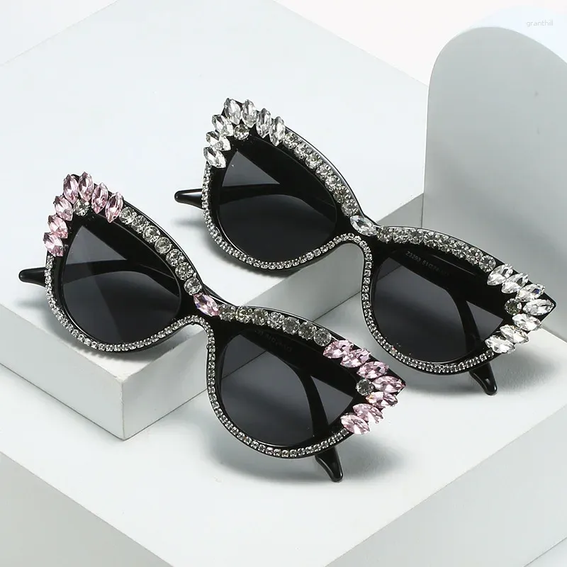 Sonnenbrille Trend Cat Eye Diamond Frauen Männer übergroß