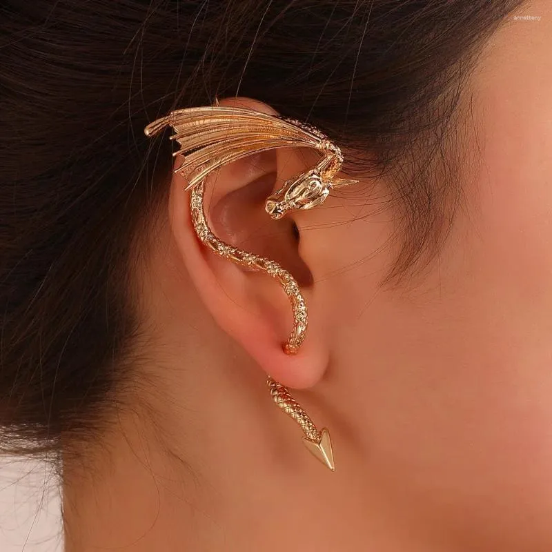 Backs oorbellen Punk Flying Dragon Ear Clip Fashionable Creative Exquise Sparkling Gepersonaliseerde Divine Single Hanger