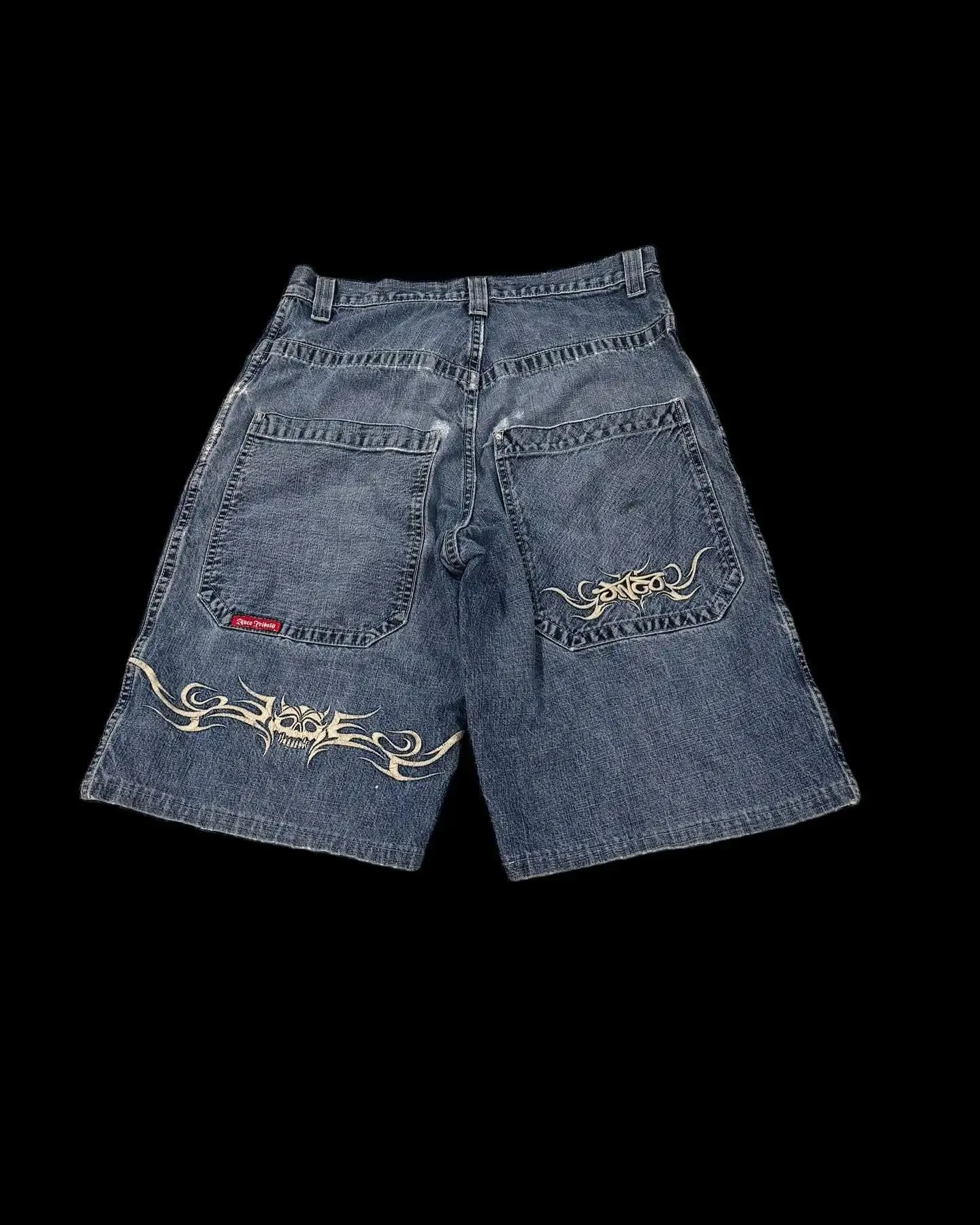 Jnco Shorts Y2K Harajuku Hip Hop Graphic Retro Blue Baggy Denim Gym Shorts Pants Mens High Taille Basketball Shorts 240430