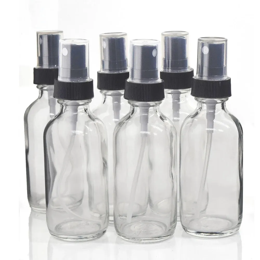 6PCS 60 ml Crystal Clear Glass Spray Butelka z delikatną mgłą, przenośna olejek eteryczny Aromaterape Aromaterapy Aromaterape Atomizer 240425