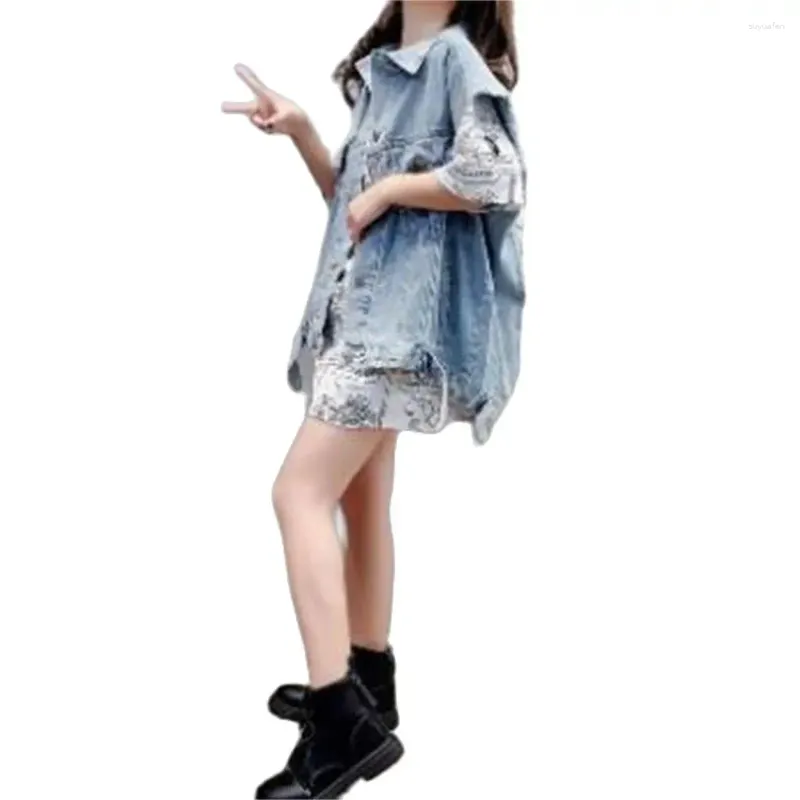 Kvinnors jackor retro denim väst Kvinna Löst Vest Student Koreansk stil ärmlös jacka Casual vårrockar