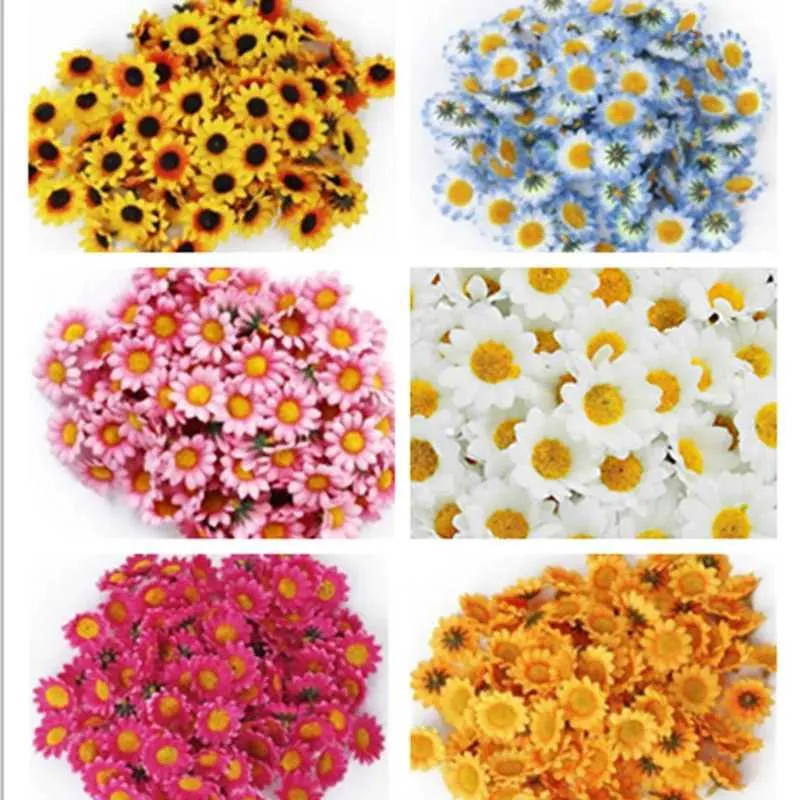 100-500Pcs Artifical Sunflower Silk Flower Head 3.5-4cm Yellow Black Core daisy DIY Handmade arts for Christmas Birthday Gifts